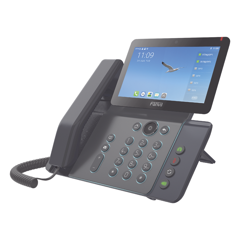 Videoteléfono IP inteligente Insignia, Android 9.0, 20 líneas SIP, pantalla a color 7" ajustable, Teclado de iluminación configurable, PoE