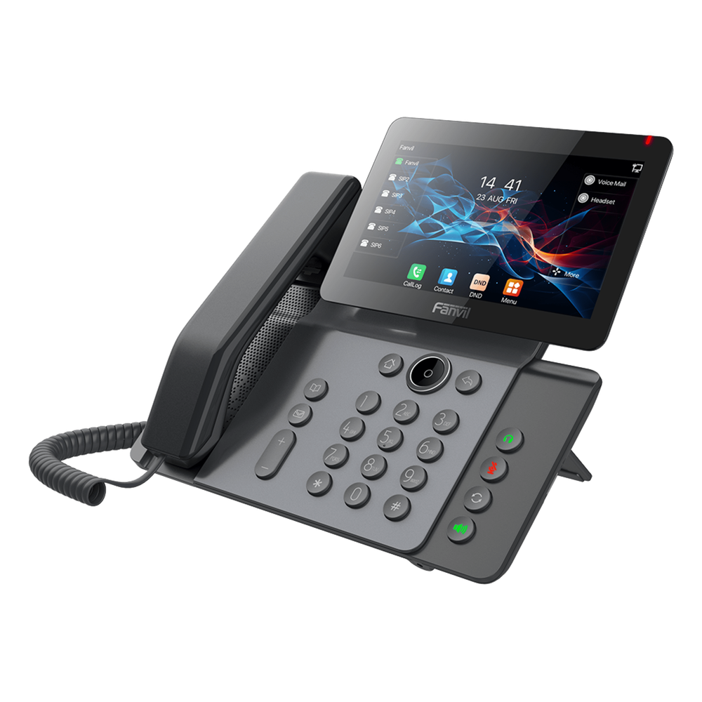 Teléfono IP Empresarial V66 Prime, Pantalla Táctil Color 7 Pulgadas, Audio HD Opus, Video 1080p, Wi-Fi 6, Bluetooth 5.4, 20 Líneas SIP, 6-Way