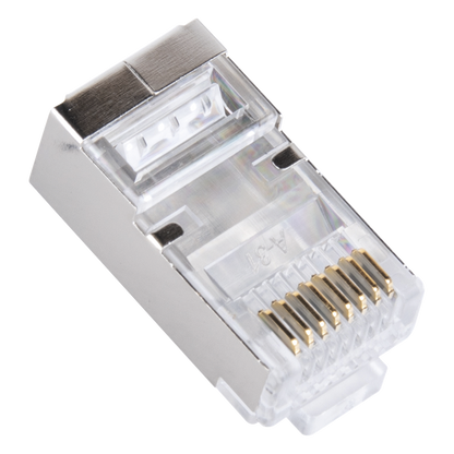 Bote con 100 Plugs Pass Through RJ45 Cat6 Blindado Chapado de Oro a 30 Micras para Durabilidad Extrema
