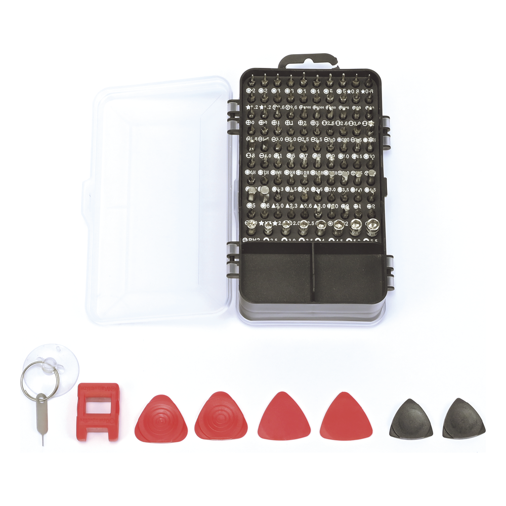 Juego de Reparación de Pantallas o Dispositivos Electrónicos de Uso Fino con 115 piezas con Estuche de Almacenaje.