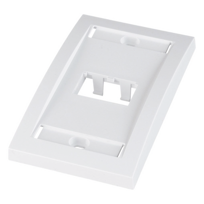 Placa de Pared Vertical Ejecutiva, Salida Para 2 Puertos Mini-Com, Con Espacios Para Etiquetas, Color Blanco