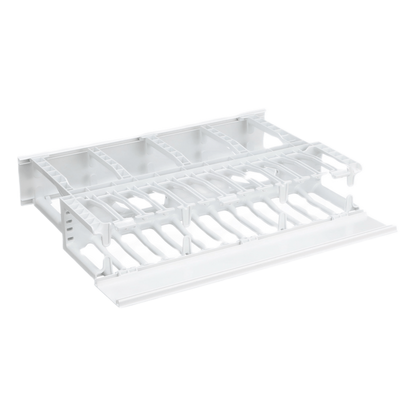 Organizador de Cables Horizontal NetManager de Alta Densidad, Doble (Frontal y Posterior), Para Rack de 19in, 2UR, Color Blanco
