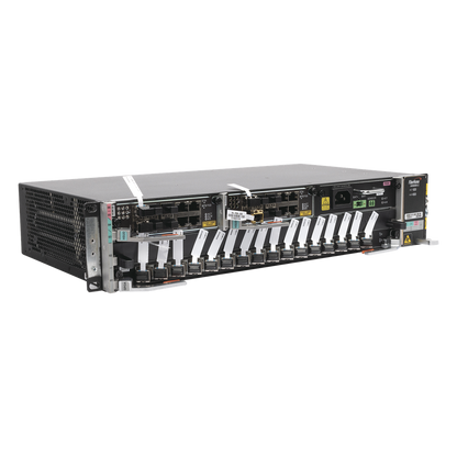 OLT Carrier Class Modular GPON, 2 Ranuras, Incluye 1 Tarjeta GPOA de 16 puertos GPON, 1 Fuente de CA, 2 UR, Gestión por UNM2000, CLI, Incluye