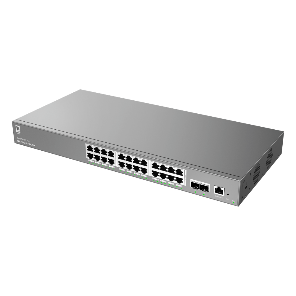 Switch de Red Empresarial L2++ / Serie GWN7800 Pro / 24 Puertos Gigabit PoE 250W / 2 Puertos SFP+ / Gestión Cloud GDMS / VLAN 4K / QoS Avanzado