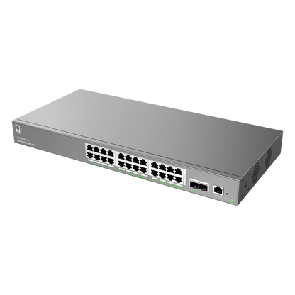 Switch de Red Empresarial L2++ / Serie GWN7800 Pro / 24 Puertos Gigabit PoE 250W / 2 Puertos SFP+ / Gestión Cloud GDMS / VLAN 4K / QoS Avanzado
