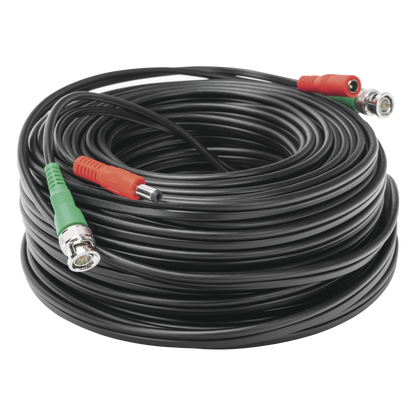 Cable Coaxial (BNC RG59) + Alimentación / SIAMES / 30 Metros (98.43 Pies) / 100% COBRE / Para Cámaras 4K / Uso Interior y Exterior