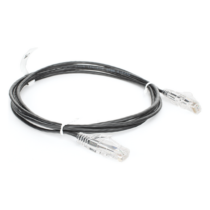 Cable de Parcheo Slim UTP Cat6 - 2 Metros (6.56 Pies) Negro Diámetro Reducido (28 AWG)