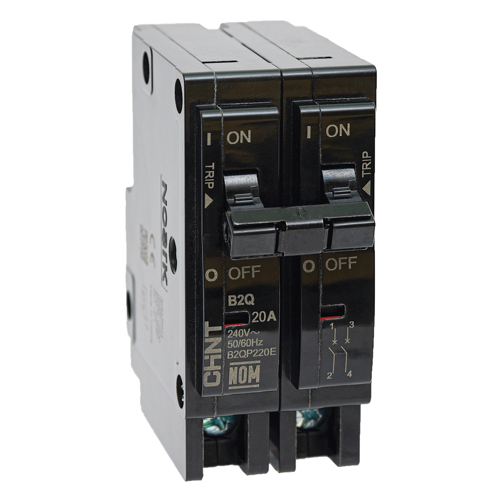 Interruptor Termomagnético Enchufable, Serie: B2Q, 2P, 20A, 240V (SKU:1002279)