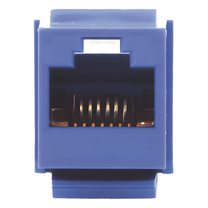 Conector Jack Estilo Leadframe, Tipo Keystone, Categoría 5e, de 8 Posiciones y 8 Cables, Color Azul