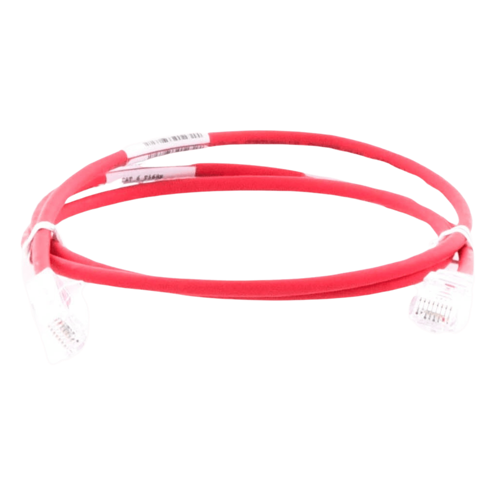 Cable de Parcheo TX6, UTP Cat6, Diámetro Reducido (28AWG), Color Rojo, 0.61 Metros (2 Pies)