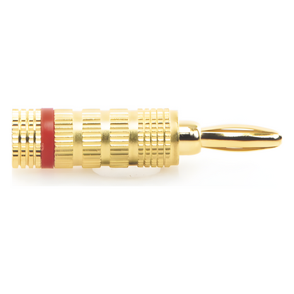 Conector Banana Tipo Tornillo para Bocinas | Instalaciones Profesionales de Audio | Chapado en Oro | Color Rojo (1 Pieza)