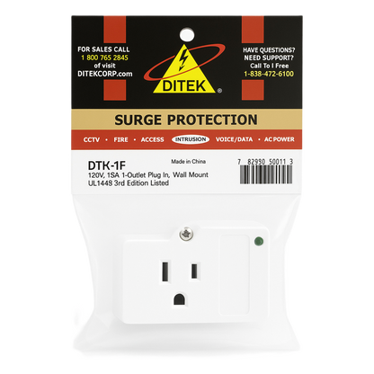 Protector Plug Pared / 120 VCA 15 A / 40,000 A / LED Diagnóstico / Transformadores de Alarma