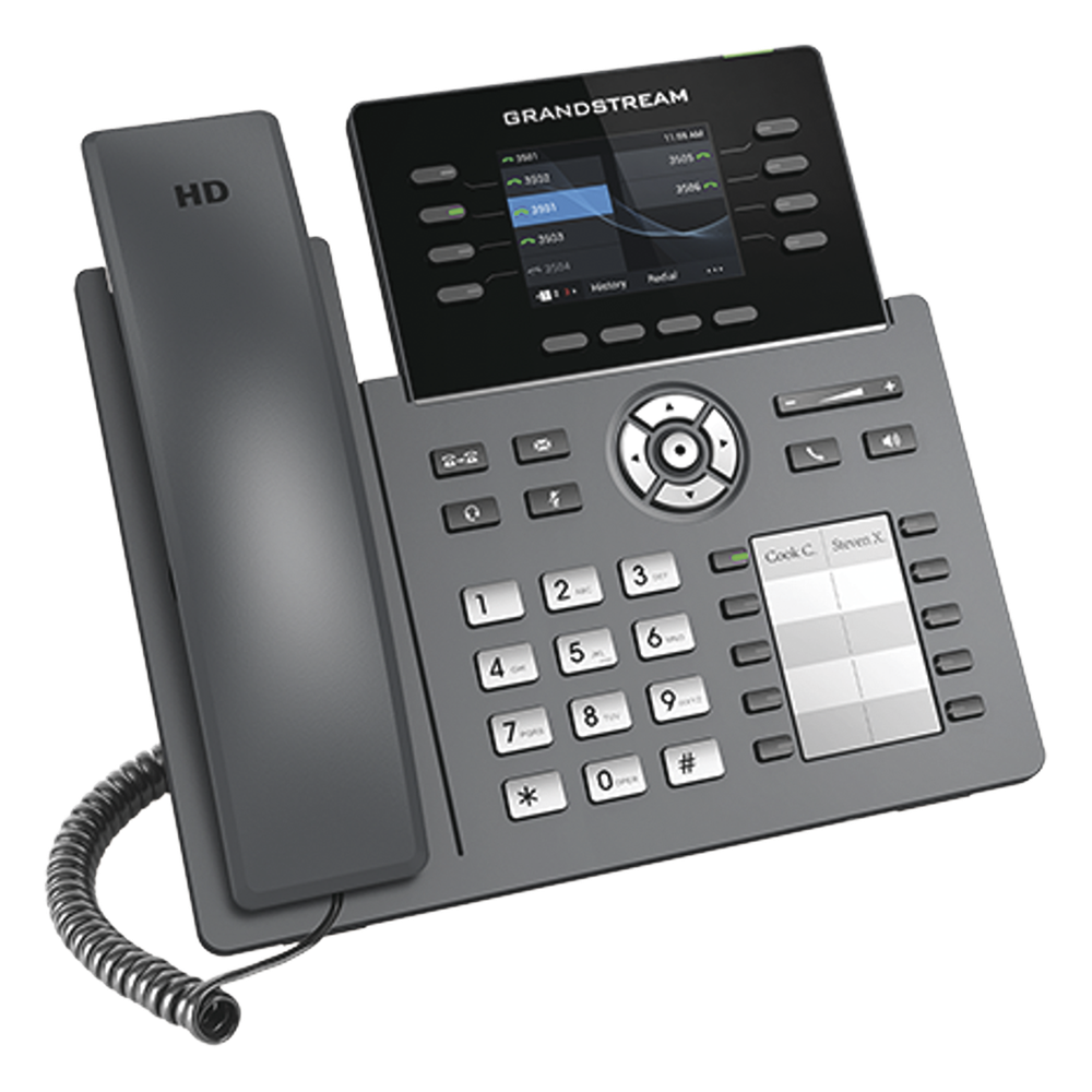 Teléfono IP Wi-Fi, Grado Operador, 8 líneas SIP con 4 cuentas, pantalla a color 2.8", puertos Gigabit, Bluetooth, PoE, codec Opus, IPV4/IPV6 con