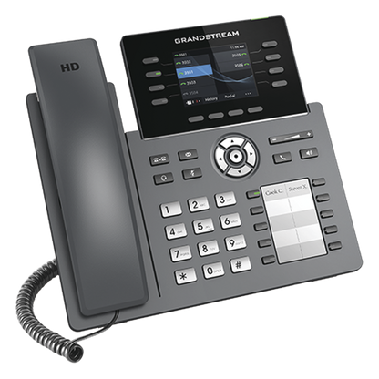 Teléfono IP Wi-Fi, Grado Operador, 8 líneas SIP con 4 cuentas, pantalla a color 2.8", puertos Gigabit, Bluetooth, PoE, codec Opus, IPV4/IPV6 con