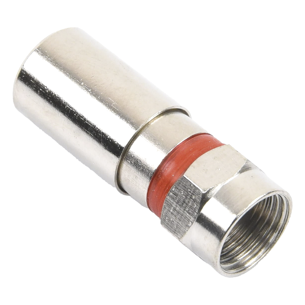Conector F Macho de Compresión, Metálico para cable RG-59, Cuerpo de Bronce Niquelado