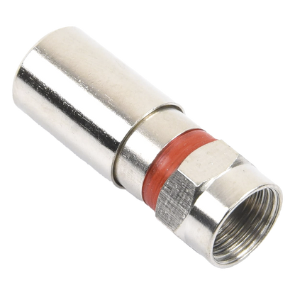 Conector F Macho de Compresión, Metálico para cable RG-59, Cuerpo de Bronce Niquelado