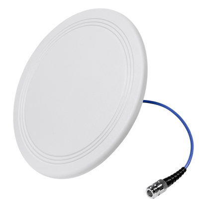 Antena Omnidireccional para Techo Interior / 600-6000 MHz / 5 Bandas Celulares y WiFi / Perfil Ultra Bajo 8 mm / Conector N-hembra / Cable Plenum 30