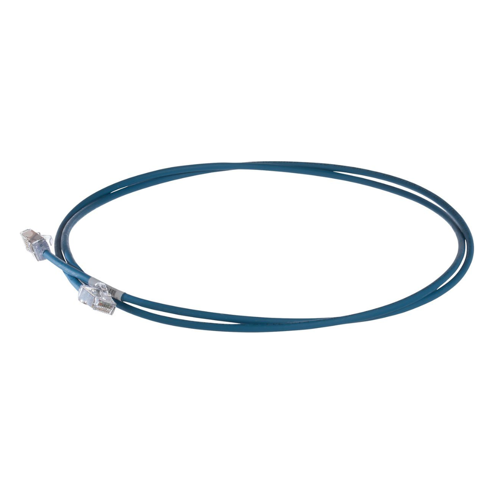 Patch Cord Cat6A, Diametro Reducido 28 AWG, Blindado S/FTP, CM/LS0H, 2 Metros (6.56 Pies), Color Azul
