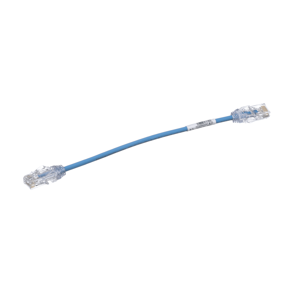 Cable de Parcheo UTP Cat6A, CM/LSZH, Diámetro Reducido (28AWG), Color Azul, 20 cm (7.87 pulgadas).