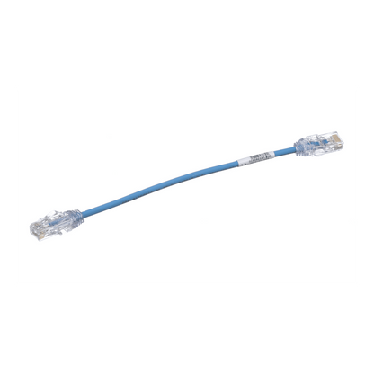 Cable de Parcheo UTP Cat6A, CM/LSZH, Diámetro Reducido (28AWG), Color Azul, 20 cm (7.87 pulgadas).