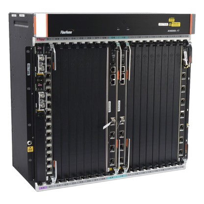 OLT Carrier Class Modular GPON, 16 Ranuras de Servicio, Incluye 1 Tarjeta de Servicio, crecimiento hasta 256 puertos GPON o 128 XGPON, Gestión por