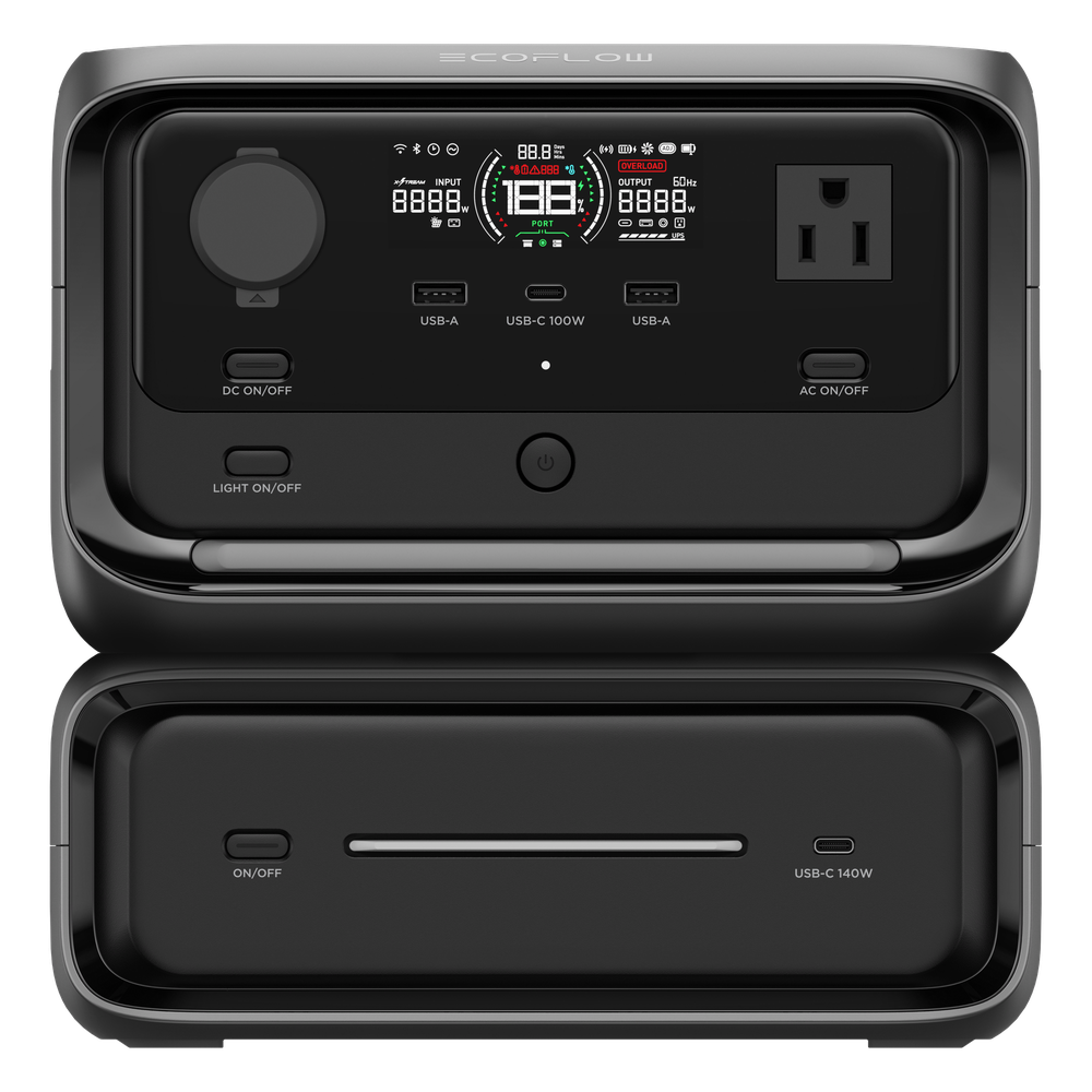 EcoFlow River 3 Plus | Estación de Energía Portátil 572Wh Litio LFP / 4 AC 800W (Max. 1600W) / 1 USB-C 100W / 3 USB -A 12W / Cargador de Coche 10A