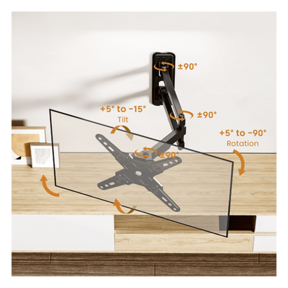 Soporte de Pared Articulado para Pantallas o Monitores | Compatibilidad VESA 75x75 - 200x200 / Hasta 43 Pulgadas | Capacidad Máxima de Carga 20 kg |