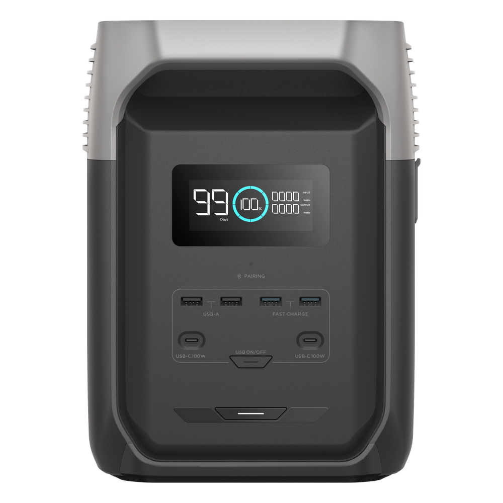 Estación de Energía Portátil Delta 3 1536Wh Litio LFP / 6 AC 1800 W (Max. 3600W) / 2 USB-C 100W / Capacidad para Aumentar Respaldo / Cargador de