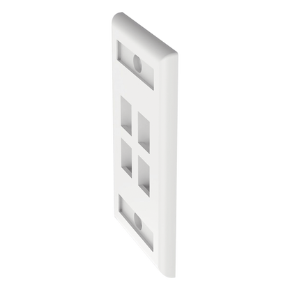 Placa de Pared Vertical, Salida Para 4 Puertos Keystone, Con Espacios Para Etiquetas, Color Blanco