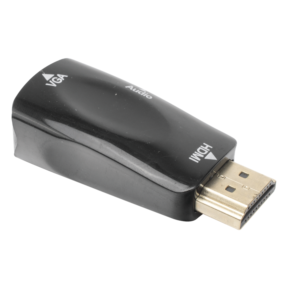 Adaptador (Convertidor) HDMI a VGA / HDMI Macho a VGA Hembra / Resolución 1920x1080 @ 60Hz / Adaptador de Audio de 3.5 mm / Chapado en Níquel