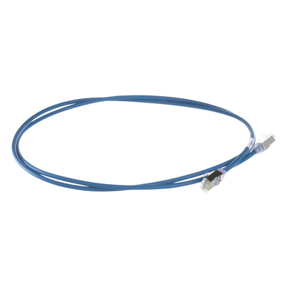 Patch Cord Cat6A, Diametro Reducido 28 AWG, Blindado S/FTP, CM/LS0H, 1.5 Metros (4.92 Pies), Color Azul