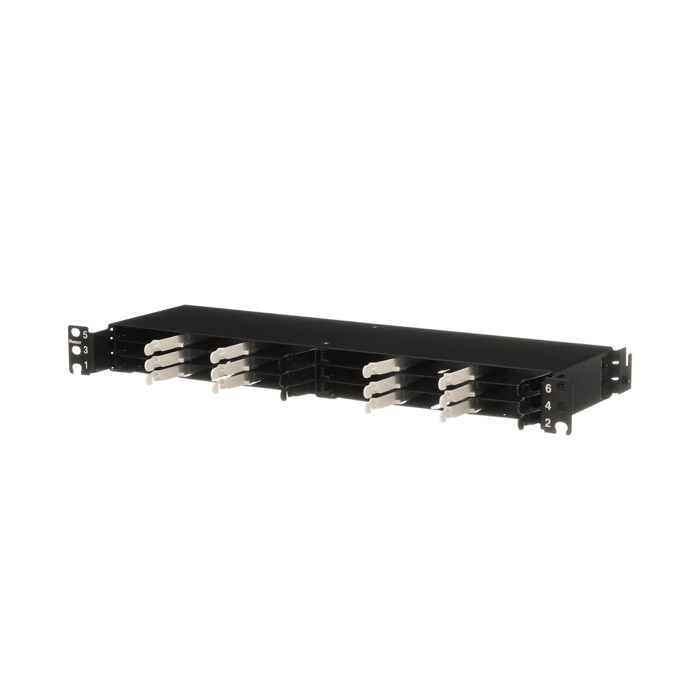 Panel de Distribución de Fibra Óptica, Acepta 18 Cassettes HD Flex en 4 Espacios, Hasta 144 Fibras, 1 UR