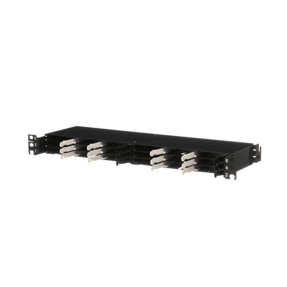 Panel de Distribución de Fibra Óptica, Acepta 18 Cassettes HD Flex en 4 Espacios, Hasta 144 Fibras, 1 UR