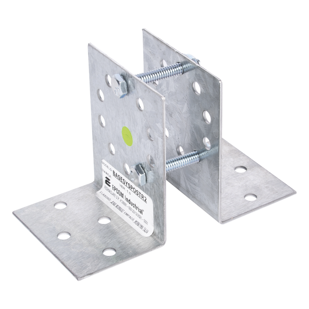Base Multiposición para postes de paso o esquina / Acero Galvanizado Cal. 12 / 0.36 kg / Kit de Tornillería Incluido / Compatible con 7 Modelos