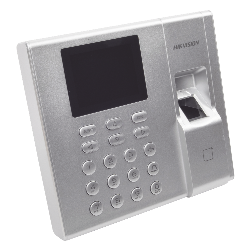 Terminal de Control de Acceso y Asistencia / Huella y Tarjetas EM / 1,000 Usuarios / Hik-Connect P2P / Pantalla LCD 2.4" / iVMS-4200