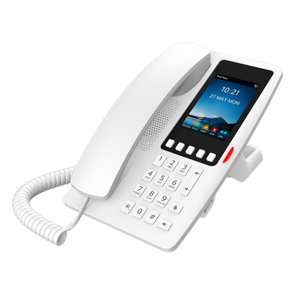 Teléfono IP Hotelero Wi-Fi 6 / Pantalla IPS 3.5" 320x480 / 2 Líneas SIP / 5 Teclas Programables / Puerto USB-A / PoE 802.3af / Audio HD / Diseño