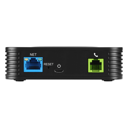 Adaptador de Teléfonos Analógicos ATA / 2 Puertos FXS (Conectar Teléfono Análogo) / Soporta 2 Perfiles SIP / Ethernet 10/100Mbps / Seguridad TLS y