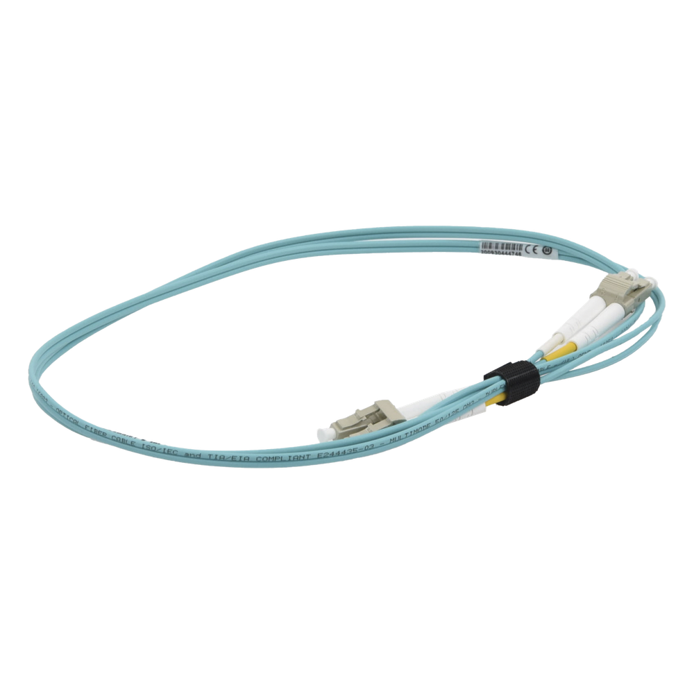 Jumper de Fibra Óptica Multimodo 50/125 OM3 XGLO, LC-LC Duplex, OFNR, Color Aqua, 1 Metro (3.28 Pies)