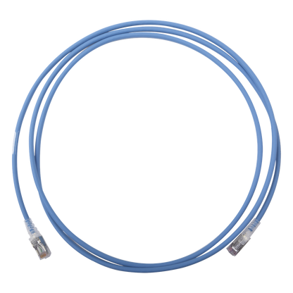 Patch Cord Skinny Cat6A Blindado S/FTP, 2.13 Metros (7 Pies), Diámetro Reducido 28 AWG, Color Azul
