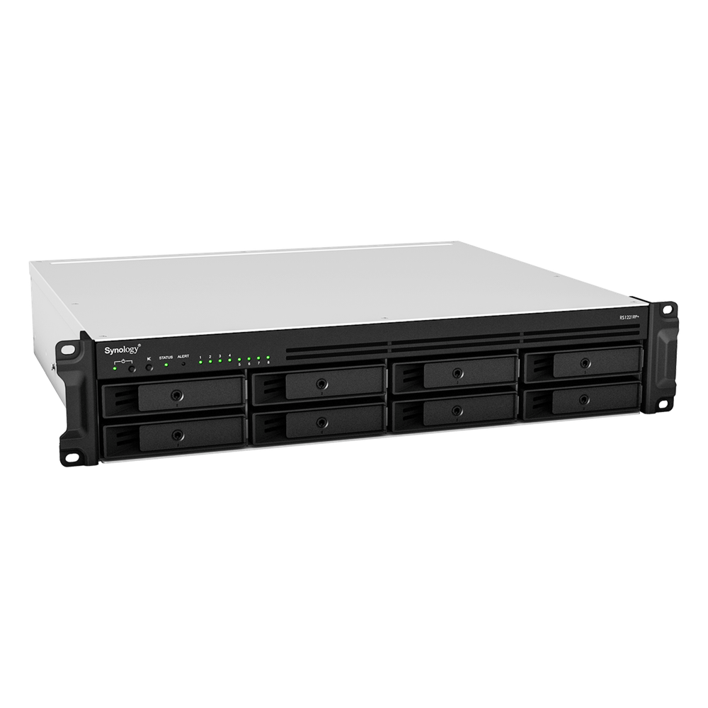 Servidor de Almacenamiento en Red Synology RackStation RS1221RP+ | 8 Bahías | Expandible a 12 Bahías | CPU AMD Ryzen V1500B | 4 GB DDR4 ECC | RAID