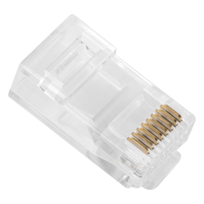 Bote con 100 Plugs Pass Through RJ45 Cat6 sin Blindaje, Chapado de Oro a 30 Micras para Durabilidad Extrema