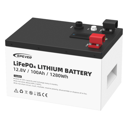 Batería de Litio LiFePO4 / 12.8 Vcc / 100 Ah / 1.28 kWh / Pantalla LCD / Carcasa Metálica