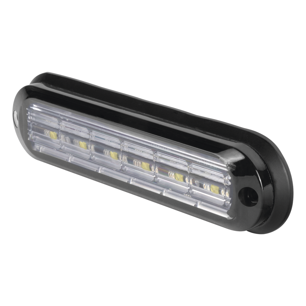 Luz Auxiliar Ultra Brillante IP67 de 6 LEDs, Color Ambar/Claro, con mica transparente y bisel negro