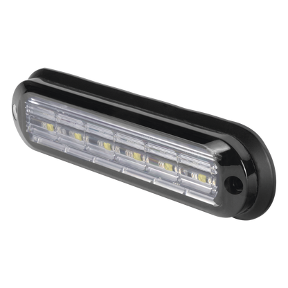 Luz Auxiliar Ultra Brillante IP67 de 6 LEDs, Color Ambar/Claro, con mica transparente y bisel negro