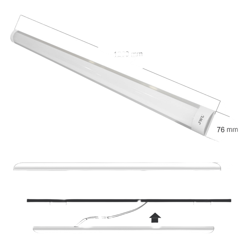 Regleta LED Slim de 40W/ Color de Luz Blanca / 100 - 240 Vca~ 50/60Hz / Ángulo de Luz de 120°.