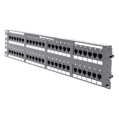 Panel de Parcheo de Impacto (110), Plano, Categoría 6A, de 48 Puertos, 2UR