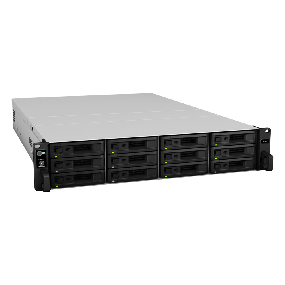 Unidad de Expansión Synology RX1217/RX1217RP | 12 Bahías de Disco | Compatible con SATA 3.5” y 2.5” | Expansión de Volumen en Línea | Fuentes de