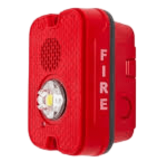 Sirena con Lámpara LED Estroboscópica / 2 Hilos / Montaje en Pared / 16 a 24 Vcd / Configuración Estroboscópica Seleccionable / Texto en Inglés