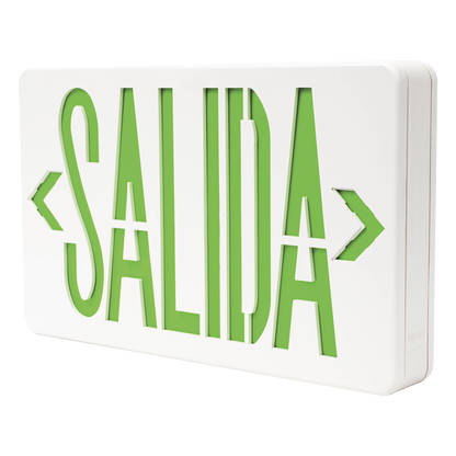 Letrero LED de Emergencia SALIDA / Voltaje Dual 120/240 VAC / Montaje Universal / Batería Ni-Cd Incluida