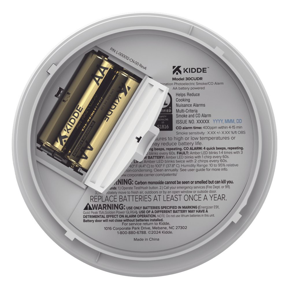 Detector combinado de humo y monóxido de carbono, fotoeléctrico y electroquímico, alimentado por baterías AA, paquete de 6